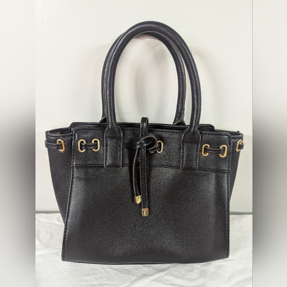 Liz Claiborne Black Elephant Handbag With Knotted Bow Detail